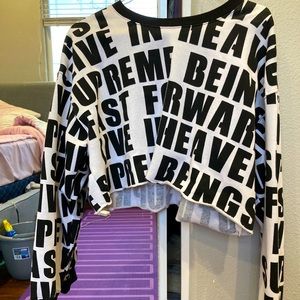 Loud black and white crop top